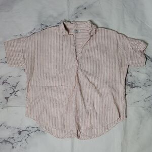 Madewell Pink Striped Popover Shirt